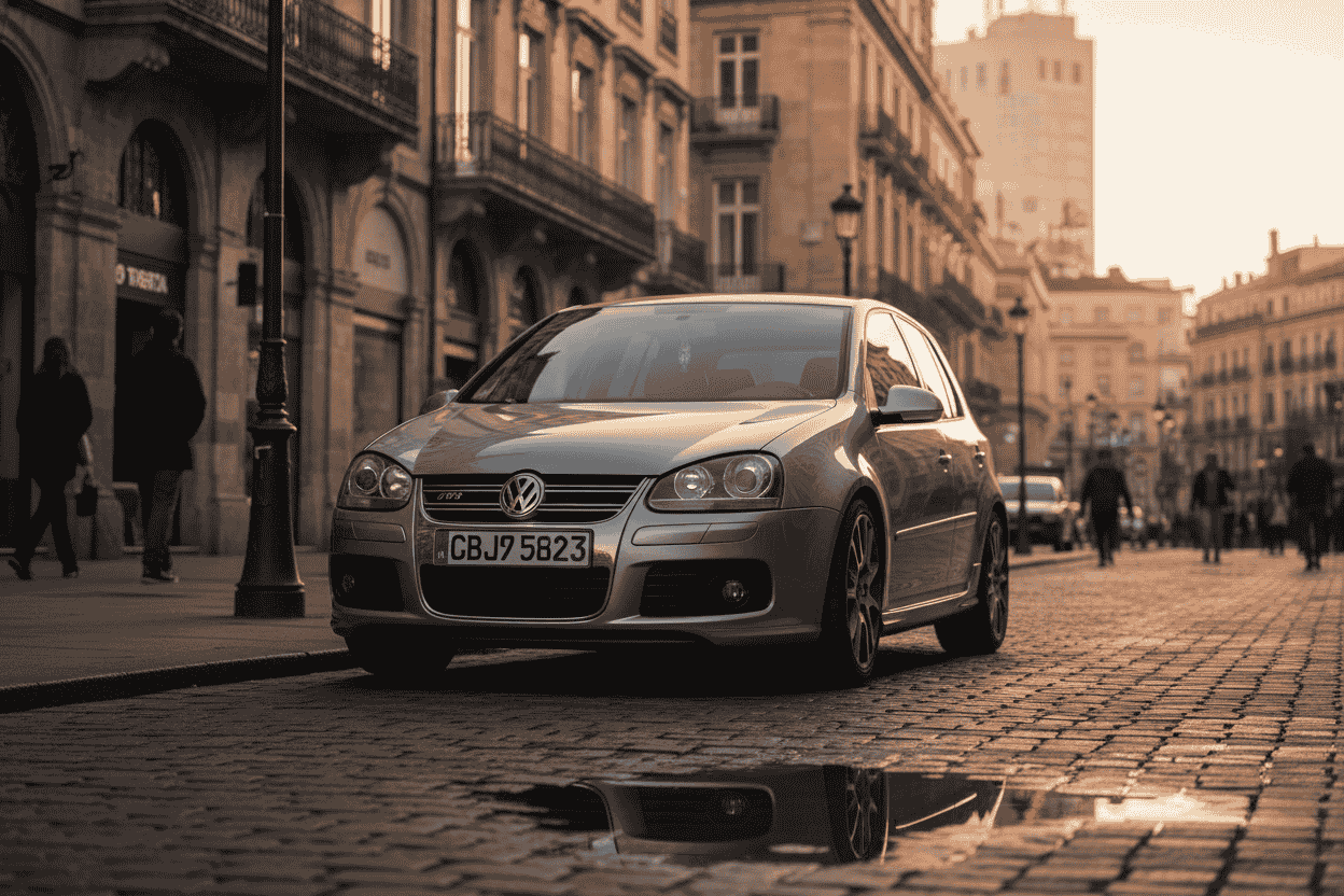 VW Golf Mk5 showing common problem areas including engine bay and transmission components