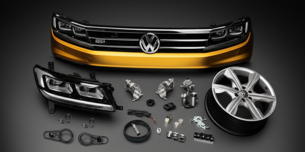 Used VW Tiguan parts including engine, cooling system and drivetrain components